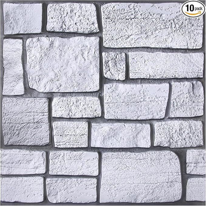 Commomy 3D Faux Stone Wall Panel Peel and Stick Wall Tiles by CommomyDecor