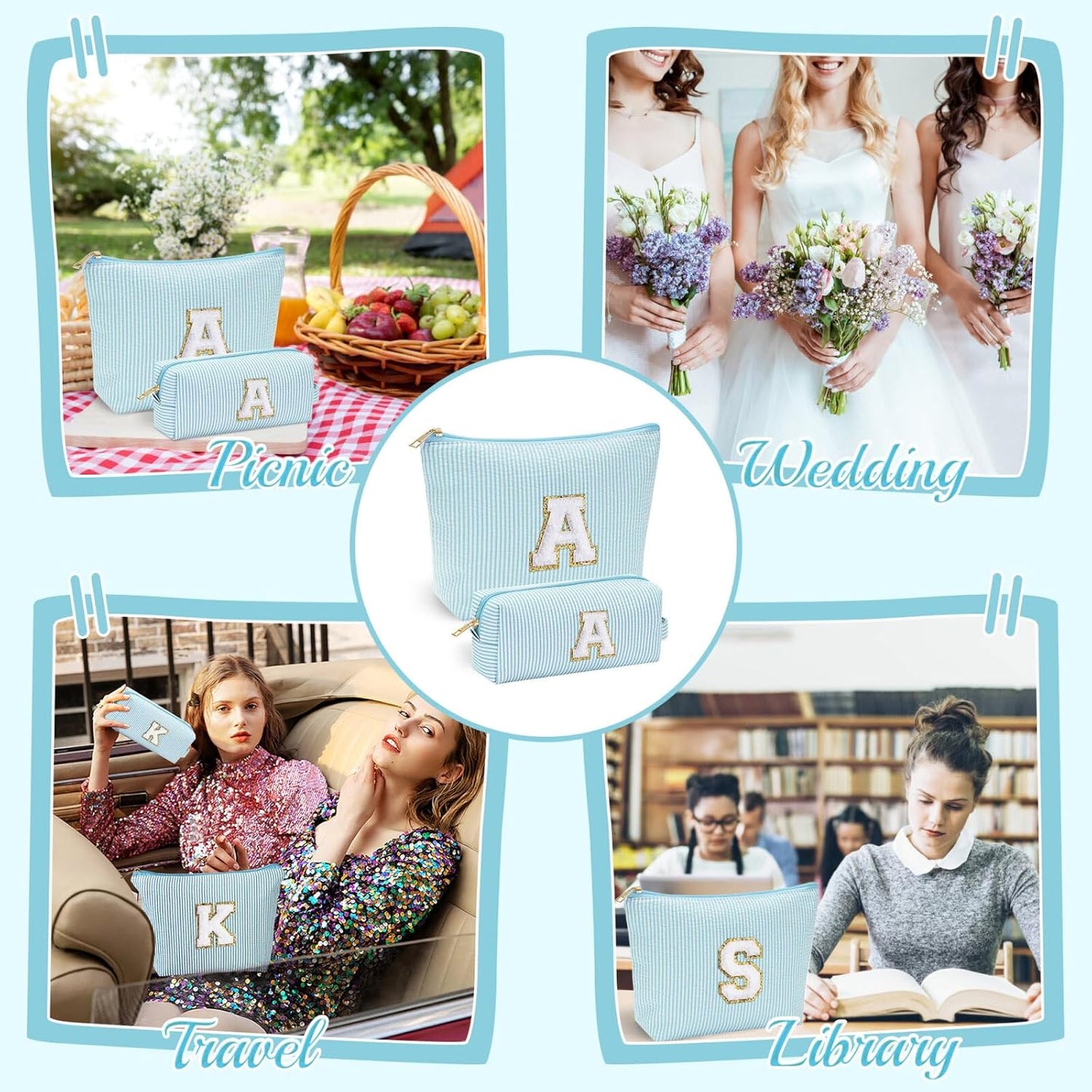 YOOLIFE Tween Girls Trendy Stuff - Birthday, Graduation, Mother's Day, Bridesmaid Gifts for Women, Teachers, Sisters - Initial Makeup Bag Cosmetic Travel Bag R