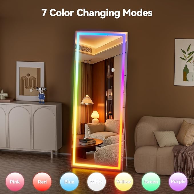 Hasipu 79"x31" LED RGB Bluetooth Full Length Mirror - Image 7