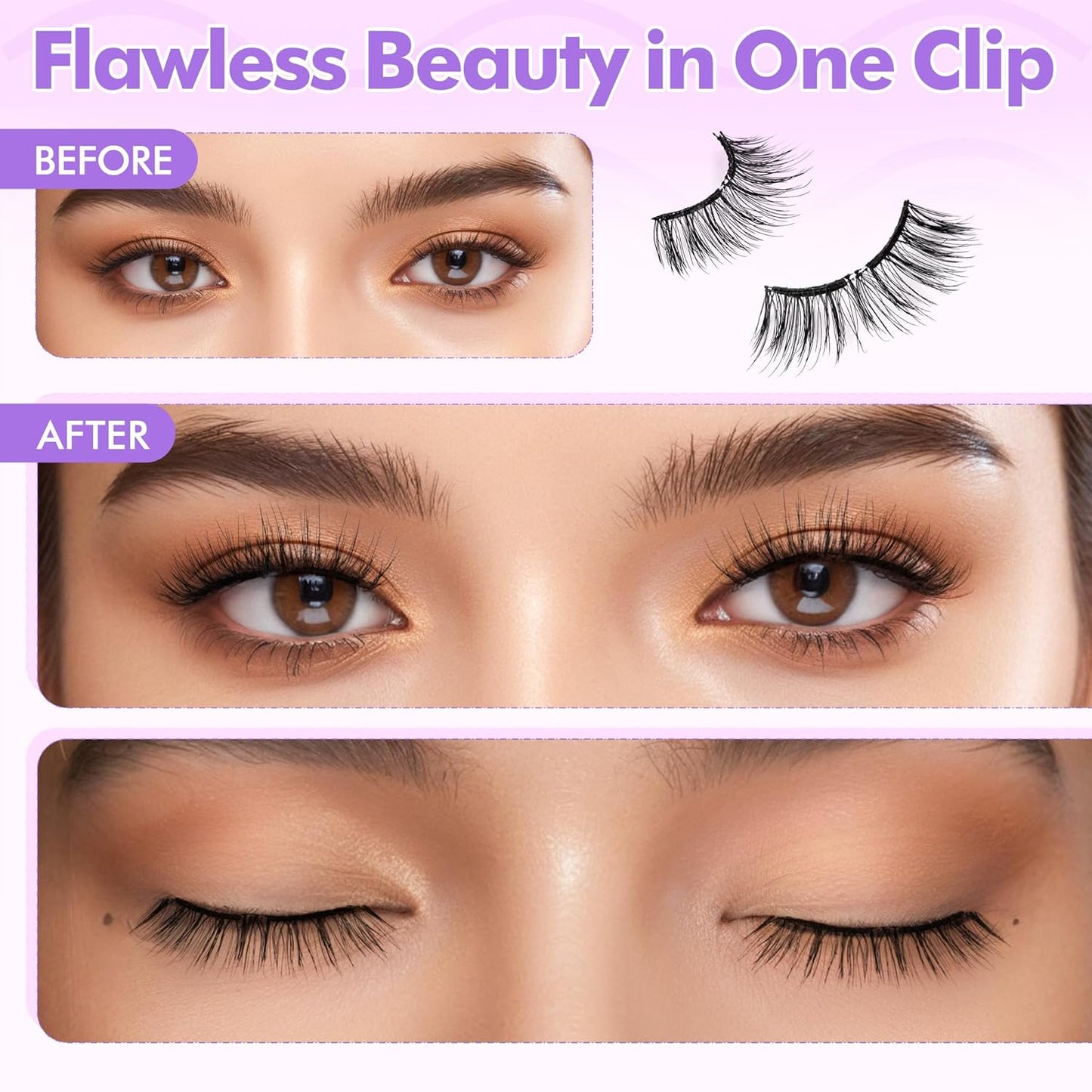 Bepholan Soft Magnetic Lashes with Applicator,No Glue Needed Reusable Magnetic Eyelashes Natural Look Easy to Wear and Remove Waterproof Cruelty-free False Eyelashes（RC01）