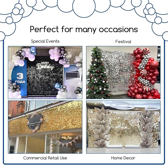 COKAOBE Champagne Gold Sequin Wall Backdrop 24PCS Square Sequin Backdrop - Image 5