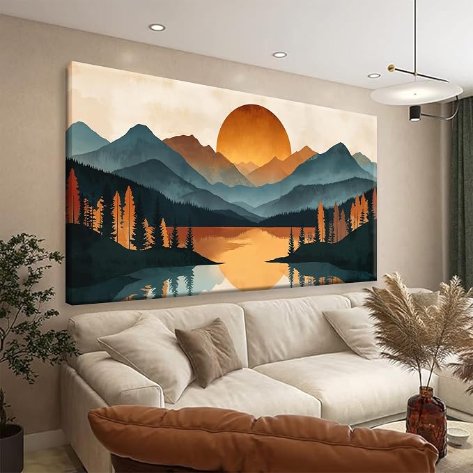 Colorful Mountain Boho Wall Art by Suconvng