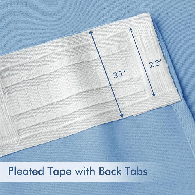 MIULEE Sky Blue Back Tab Blackout Curtains 84 Inch Length 2 Panels Set - Image 4