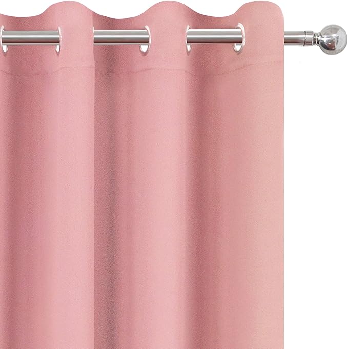LEMOMO Baby Pink Bedroom Blackout Curtains/52 x 84 Inch Long/Set of 2 Curtain - Image 6