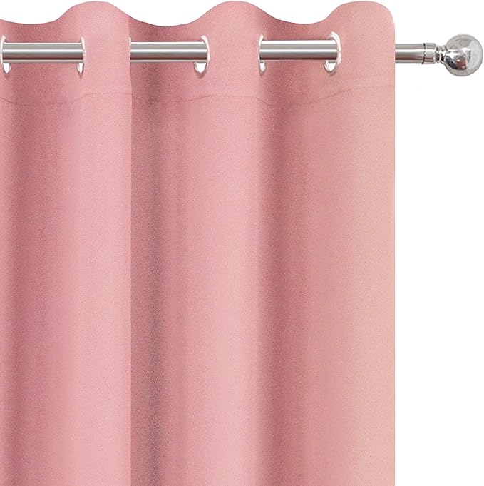 LEMOMO Blackout Curtains 52 x 63 inch/Pink Curtains Set of 2 Panels/Thermal - Image 5