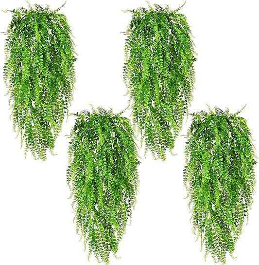 Waipfaru 4Pcs Fake Ferns Fake Hanging Plants Artificial Ferns by Waipfaru