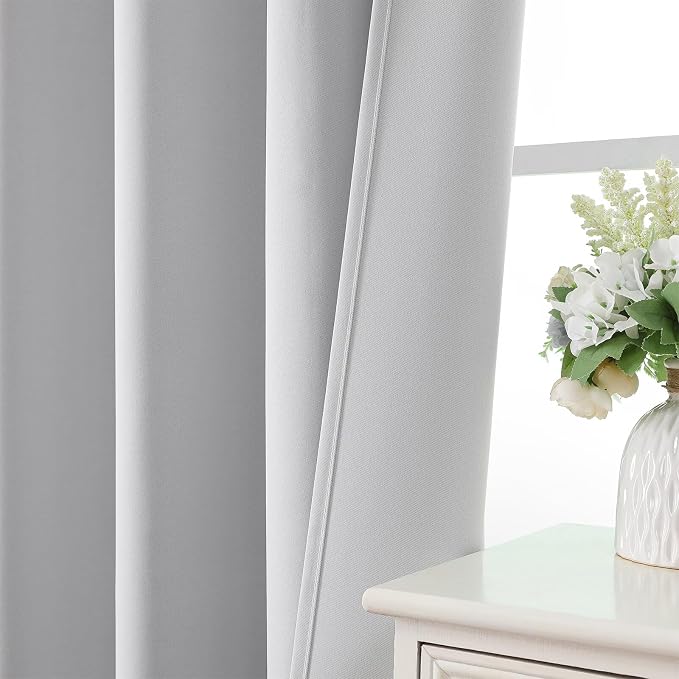CUCRAF Grayish White Blackout Curtains 72 inch Length 2 Panels Set, Rod Pocket - Image 6