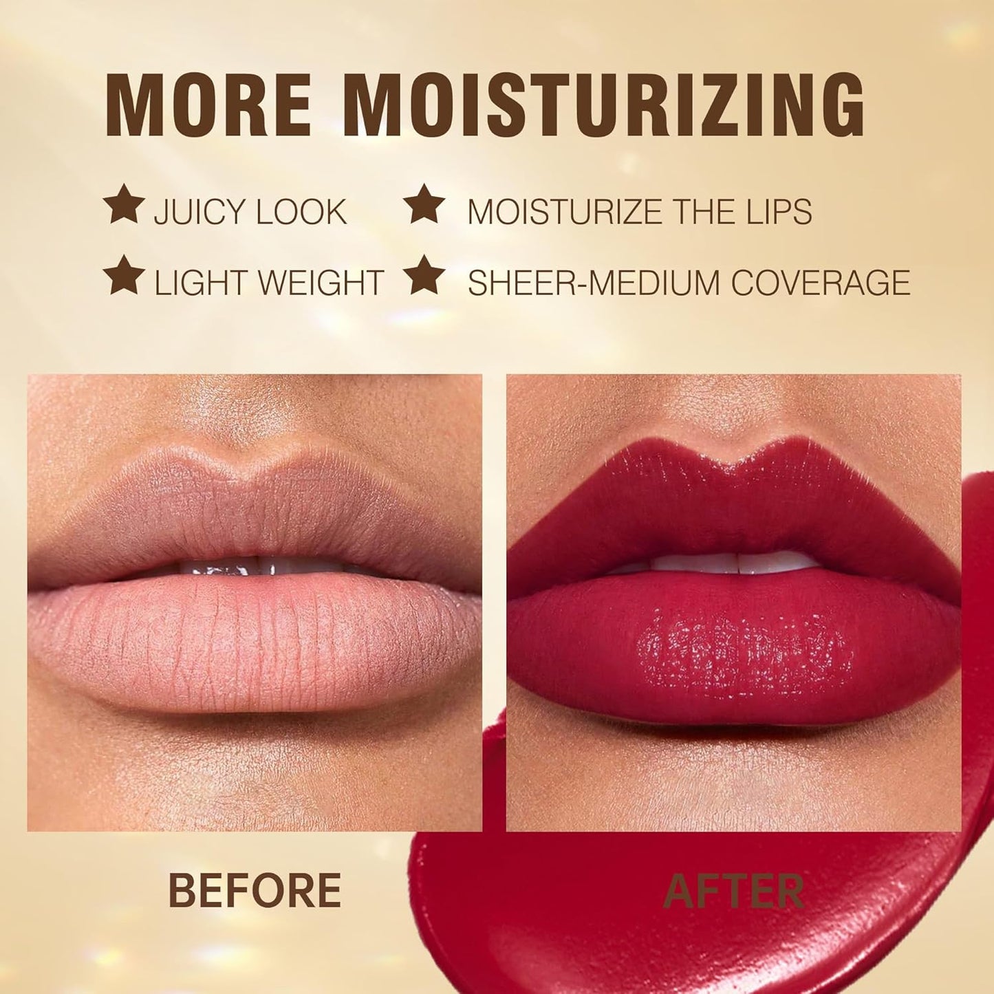 MAKI YIKA Red Lipstick for Women Moisture Hydrate Lipsticks Glossy Dark Lipsticks Sheer Finish Lightweight Tinted Lip Balm, Z03 Undressed