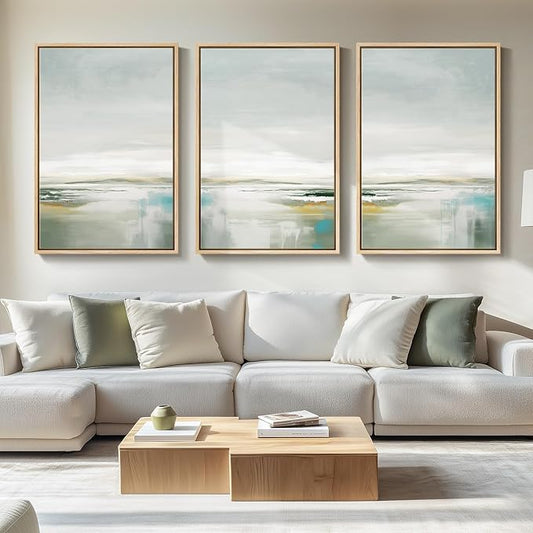 Large Framed Green Abstract Landscape Wall Art by Cuspin
