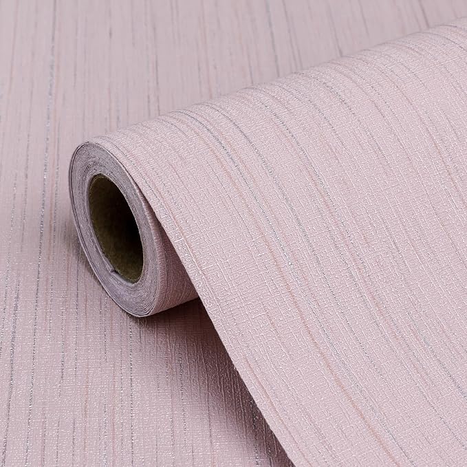 Pink Grasscloth Peel and Stick Wallpaper Textured Self-Adhesive Contact Paper A by Biyoeepeelstickwallpaper