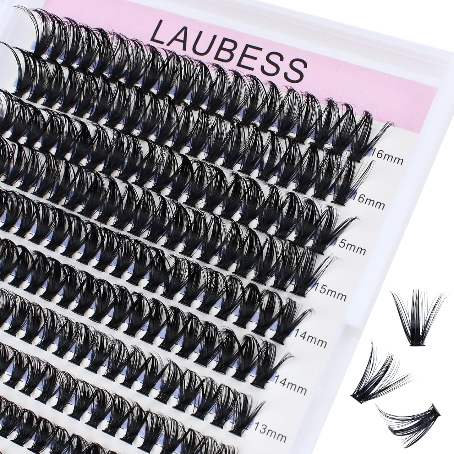 Lash Clusters LAUBESS Individual Lashes Waterproof Eyelash Clusters Mixed Tray Cluster Eyelash Extensions Soft Cluster Lashes for Beginners (50D-D-M14-18)