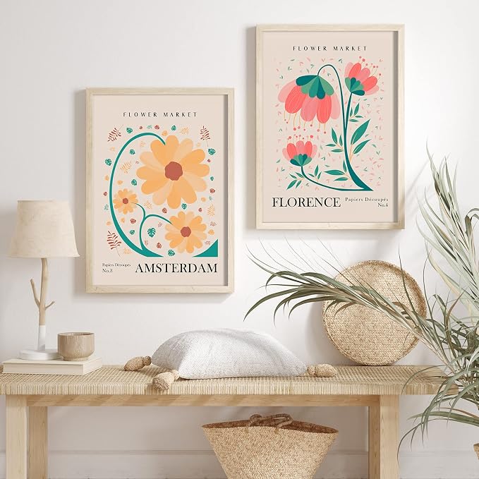 AnyDesign 9 Pcs Flower Market Decoration Matisse Wall Art Prints Floral Art - Image 5