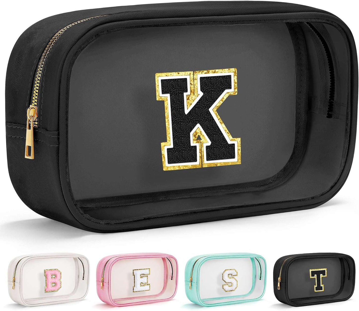 YOOLIFE Birthday Gifts for Her Wife Travel Makeup Bag Toiletry Bag for Women, Clear Makeup Bag Cosmetic Bag Travel Accessories Birthday Gifts Teacher Mother Wife Girlfriend Bride Gifts Black K