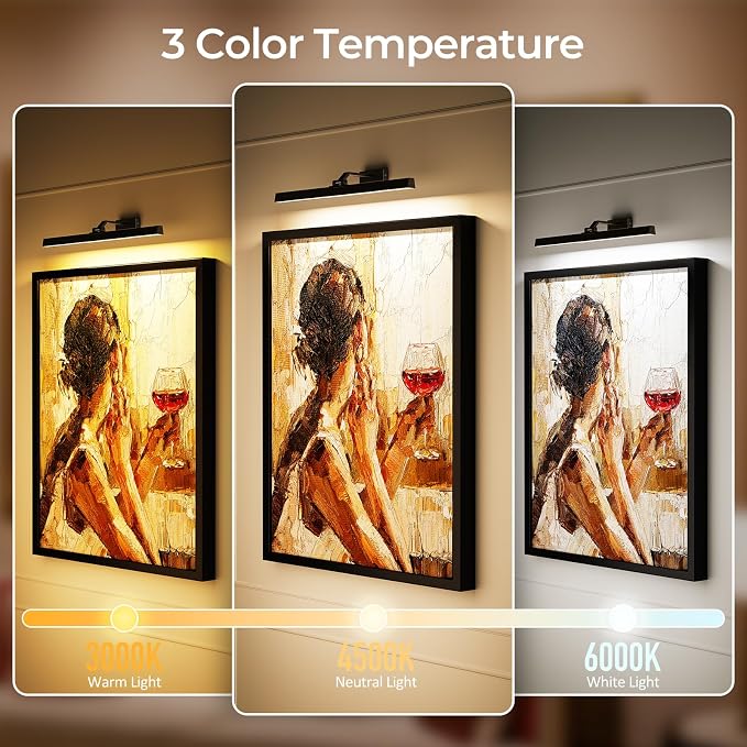 Afyuol Picture Lights for Wall, Battery Operated Picture Light 24in Gallery - Image 4