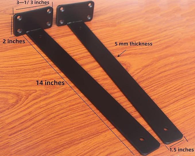16 Pack - 14 inch Black Hidden L Shelf Bracket Iron Floating Shelf Brackets - Image 2