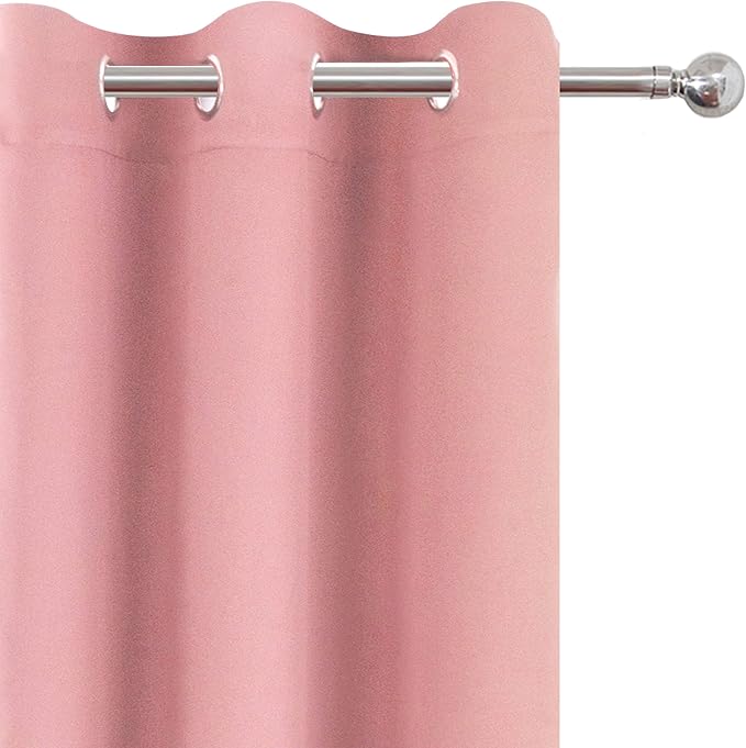 LEMOMO Pink Blackout Curtains 34 x 63 Inch Length/Set of 2 Curtain - Image 7