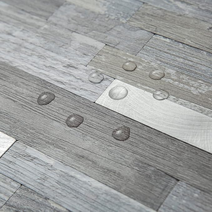 AULIGET 20 Sheets Peel and Stick Backsplash, Distressed Wood Look PVC Wall - Image 3