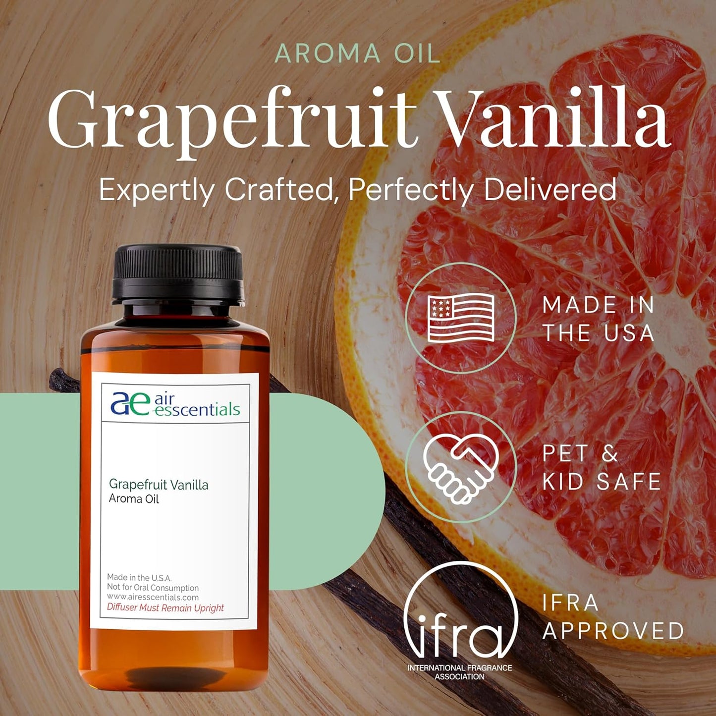 Grapefruit Vanilla Aroma Oil, Essential Oils Blend for Diffusers & Scent Machines, Sparkling Citrus & Warm Vanilla, Aromatherapy, Cold Air Diffuser Compatible, 300 mL