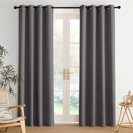 NICETOWN Room Darkening Draperies Curtains Panels, 2 Panels Grey W52 x L84 by NICETOWN