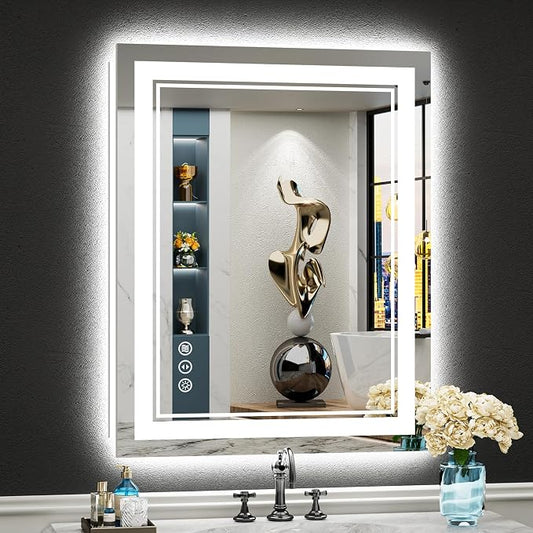24x30 LED Bathroom Mirror with Lights, Backlit and Front Lit Anti-Fog Lighted by Awandee