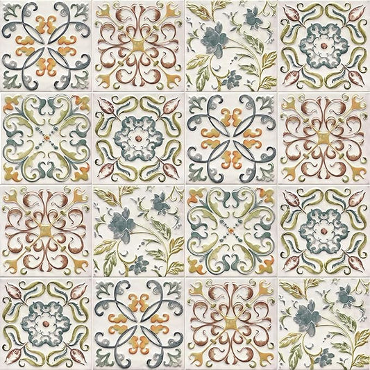 Wudnaye Bohemian Wallpaper Peel and Stick Faux Tile Contact Paper 17”×393” Tile by Wudnaye