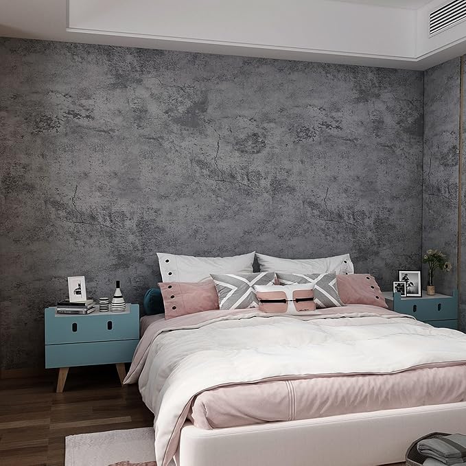 3yecao 48"×79" Wide Thick Dark Blue Grey Cracked Concrete Wallpaper Peel and by 3YECAO