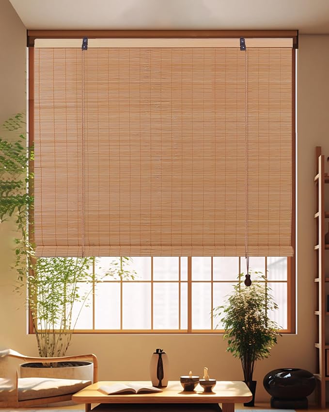 FoundGo Retro Bamboo Blinds 60" W x 72" H Bamboo Roman Shades Light Filtering - Image 7