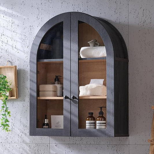 Bathroom Arched Wall Cabinet Over The Toilet Storage Cabinet, 23.5×31.4 Inch by NOWABAY