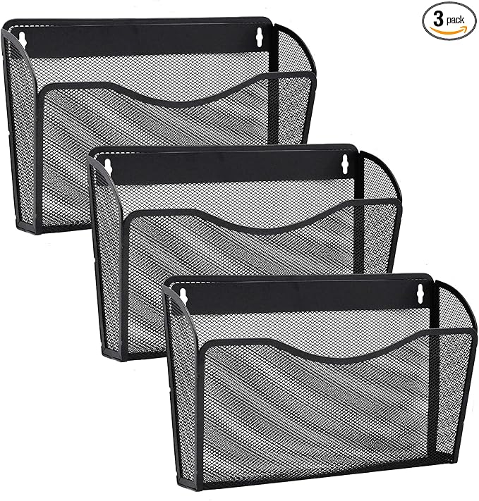 Gawerk 3 Pack Wall File Organizer, Mesh Wall File Pocket Mail Organizer Hanging by Gawerk