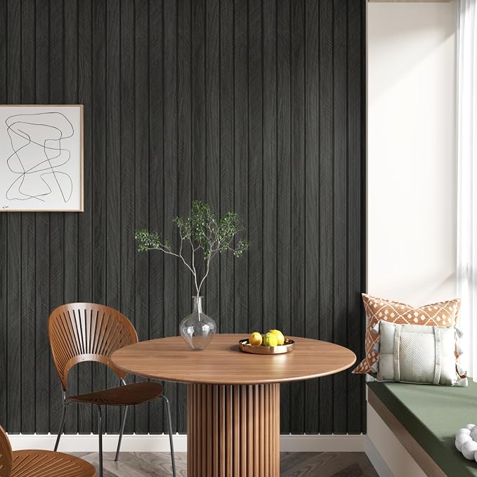 Grey/Black 3D Wood Panels for Wall Decor 197"x11.8" Peel and Stick Faux Wood - Image 4