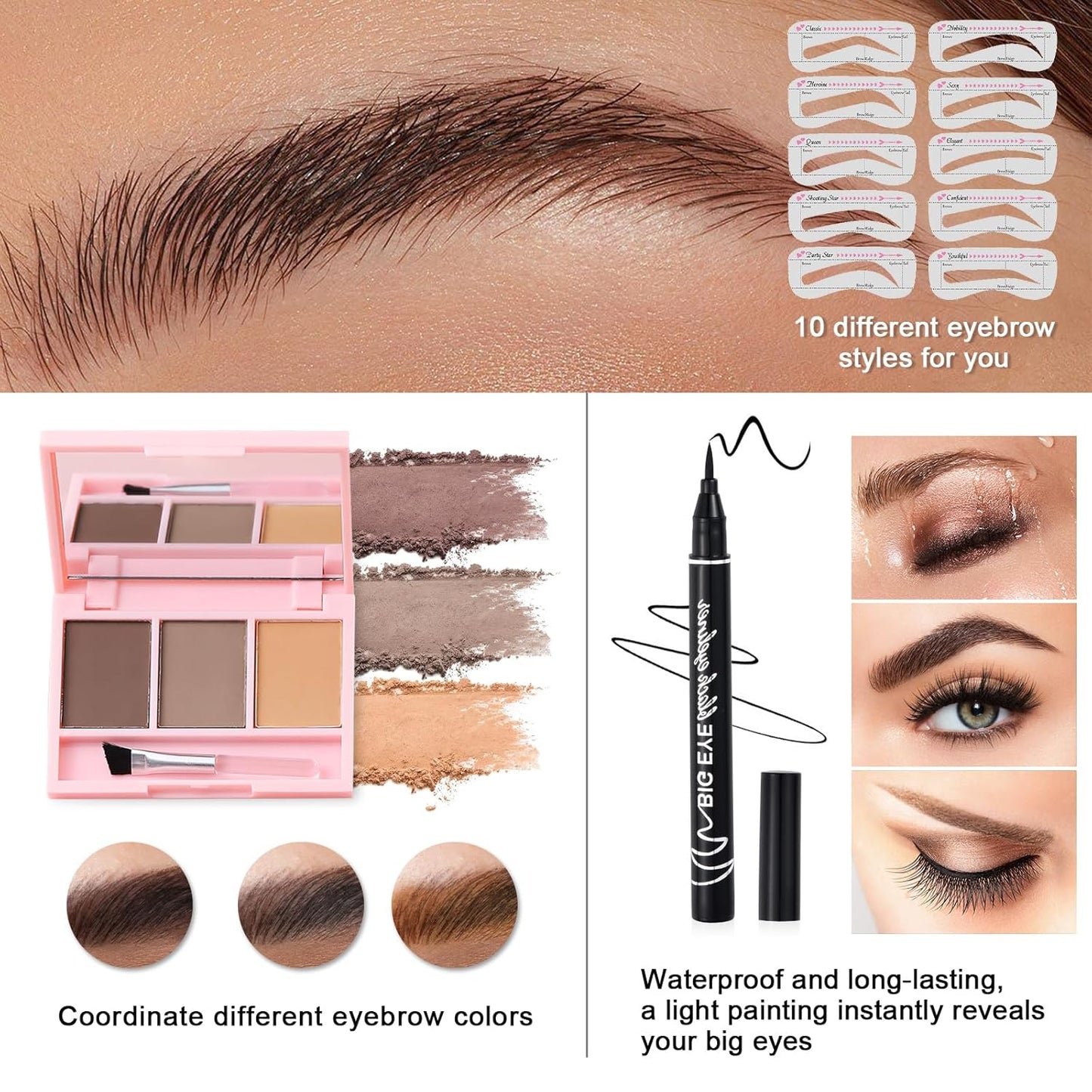 Makeup Kit for Teens Girls, Makeup Present Set for Women, Makeup Full Kit for Beginners, Mini Makeup Bundle Include 7 Nude colors Matte & Shimmer Pigmented Eyeshadow Palette, Eyebrow Powder