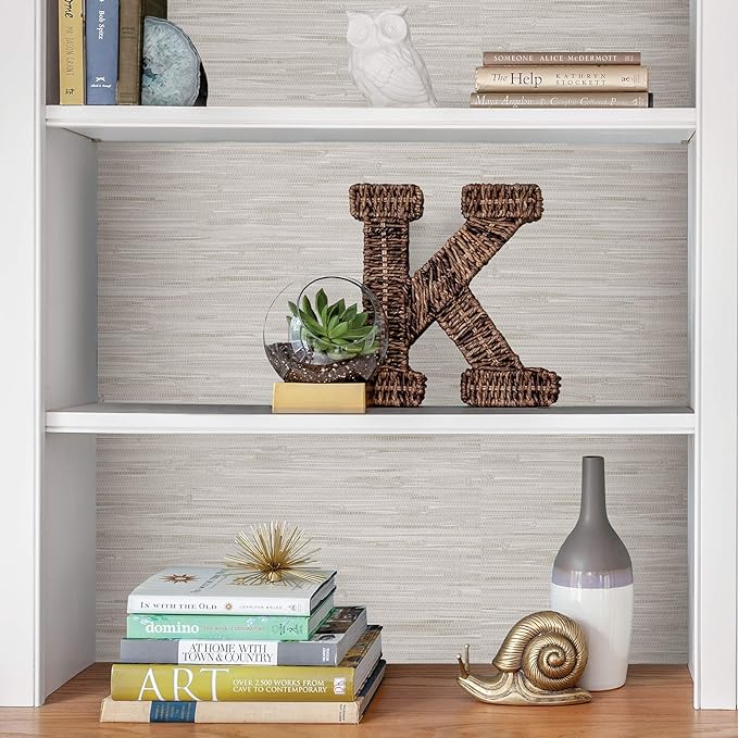 NuWallpaper by WallPops Cream Vinyl Grassweave Peel & Stick Wallpaper - Image 6