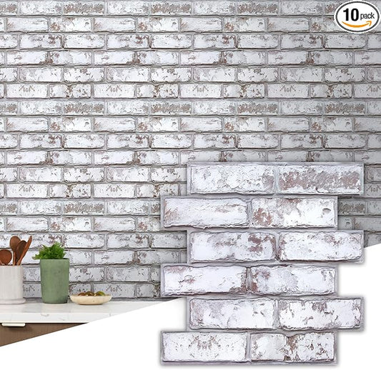 Commomy 10 Pcs 3D Faux Brick Wall Panels -11.8"X11.8" Small Size PVC Grey by CommomyDecor