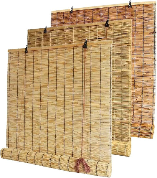 Bamboo Blinds Outdoor Patio, Natural Retro Reed Roll Up Shades by Unknown