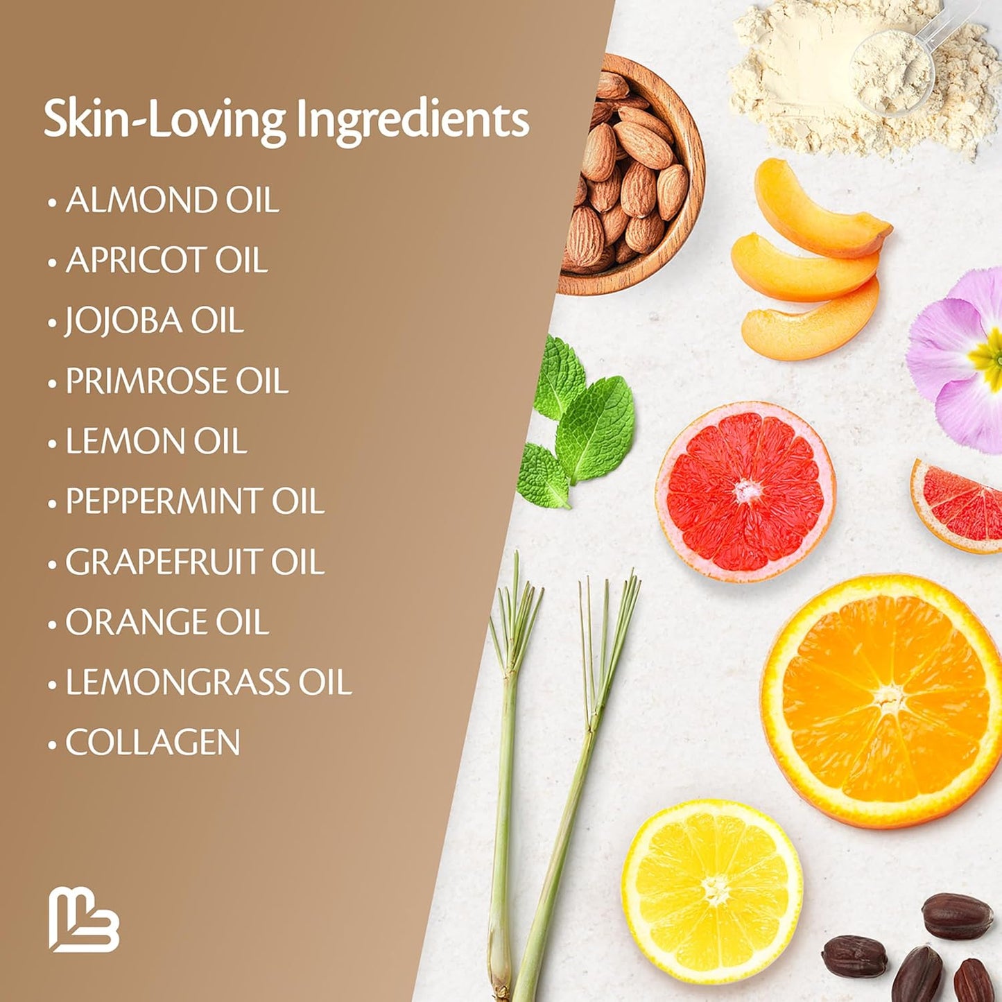 Brown Sugar Scrub Face Foot & Body Exfoliator Infused with Collagen and Stem Cell Exfoliating Salt Body Scrub for Toning Skin Cellulite Skin Care, 12oz by M3 Naturals