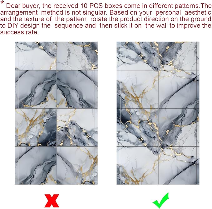 Chejiaye Thick 10pcs Marble Peel and Stick Backsplash Surface Waterproof Wall - Image 8