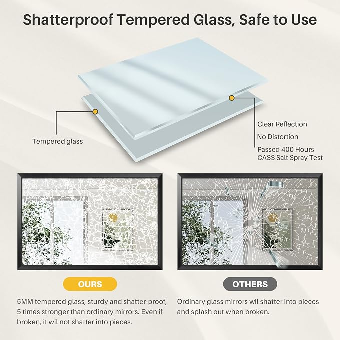 Briivue 36x36 Inch Black Bathroom Mirror - Image 6