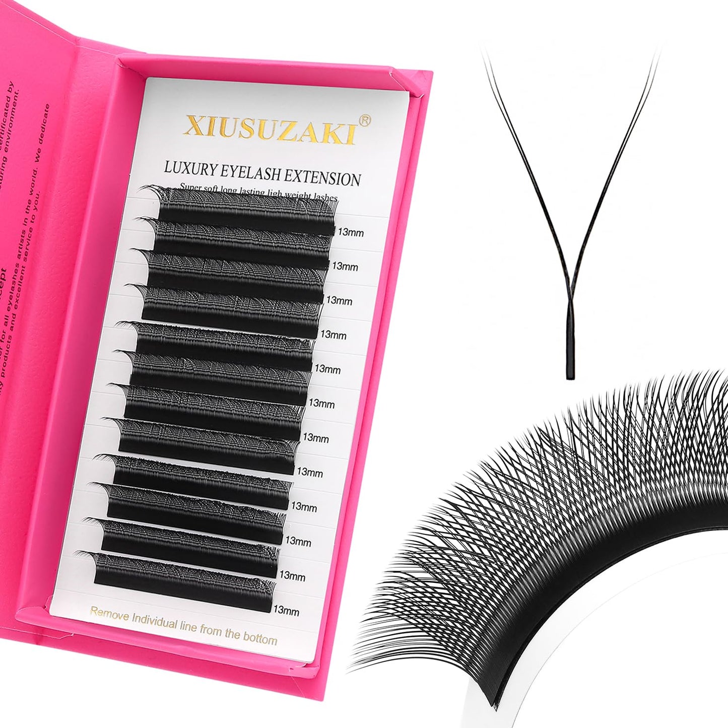 YY Lash Extensions Supplies Y Eyelash Extensions 0.07mm Thickness D Curl 11mm Premade Fans 4D Russian Volume Matte Black 12 Rows Crisscross Eye Lashes(YY-0.07-D,11mm)