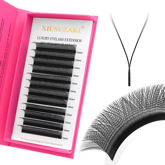 YY Lash Extensions Supplies Y Eyelash Extensions 0.05mm Thickness C Curl 14mm Premade Fans 4D Russian Volume Matte Black 12 Rows Crisscross Eye Lashes(YY-0.05-C,14mm)