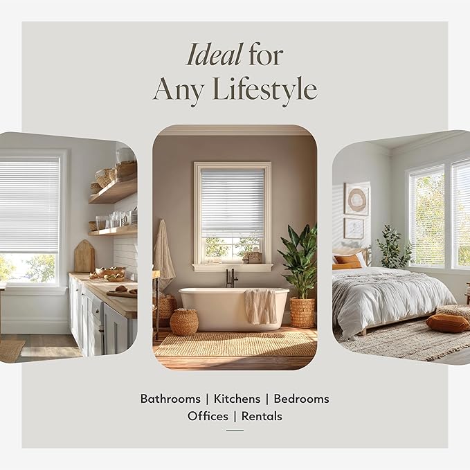CHICOLOGY Cordless Mini Blinds for Indoor Windows, 22.25" W x 36" H, Light - Image 3