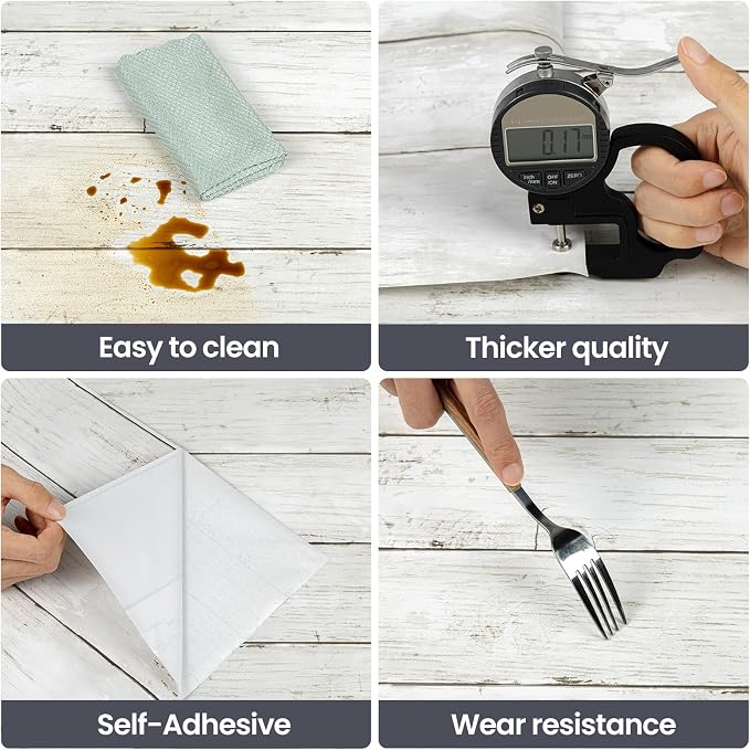 Abyssaly White Grey Wood Self Adhesive Paper 17.71 in X 32.8 Ft Removable Wood - Image 2