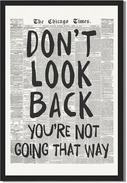 Framed Retro Newspaper Wall Art Trendy Black and White Poster Dont Look Back by Unknown