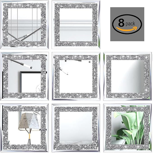 Crush Diamond Mirrors Wall Decor 6inch Mirror Tiles by XIHACTY