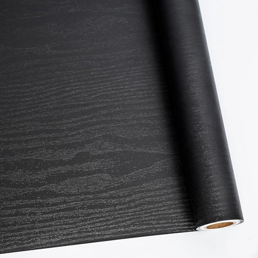 Abyssaly 23.6" X 118" Black Wood Peel and Stick Wallpaper by Abyssaly