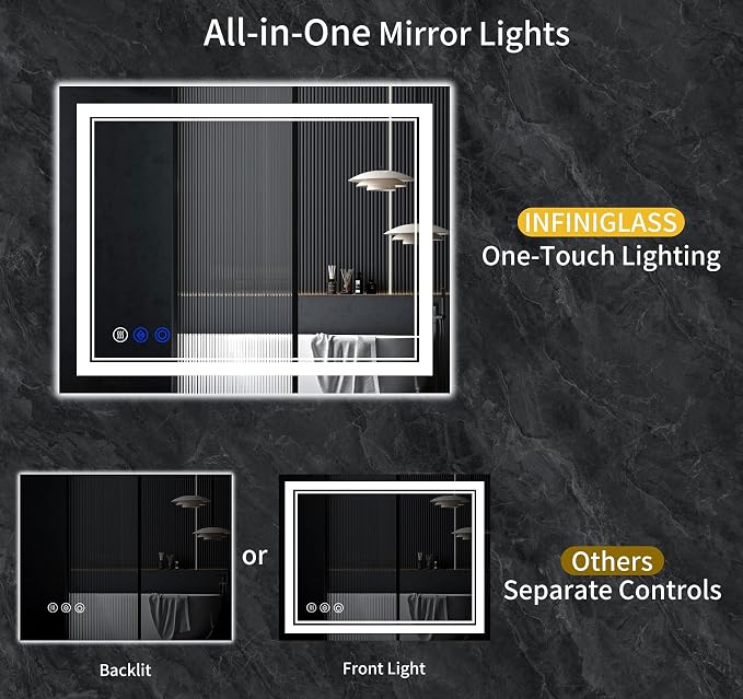 55"x30" LED Bathroom Mirror - Image 2