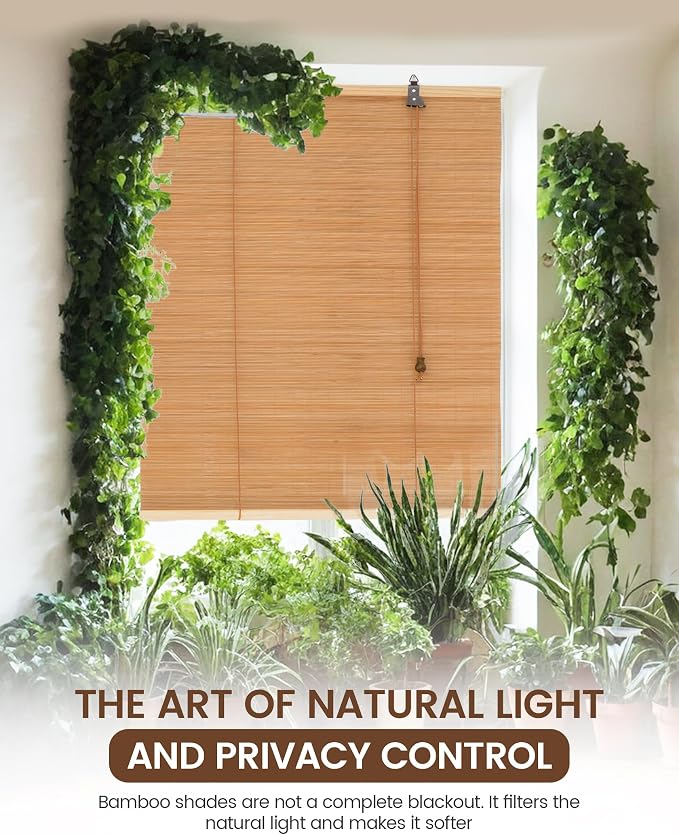30" Wx64 H Bamboo Blinds Roller Shades - Image 8