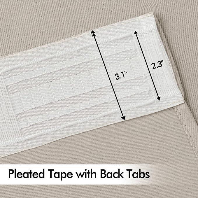 MIULEE Natural Back Tab Blackout Curtains 120 Inch Long 2 Panels Set - Image 4