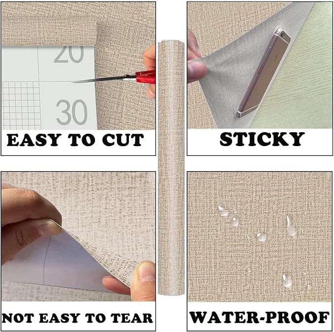 Yancorp 24"x197" Textured Fabric Peel and Stick Wallpaper - Image 7