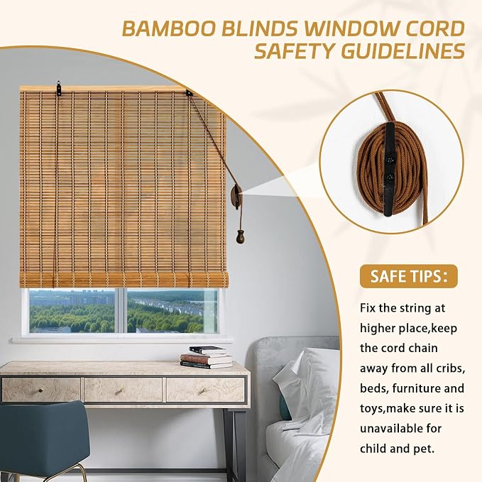 Natural Bamboo Blinds for Interior Windows 36 Wide - Image 5
