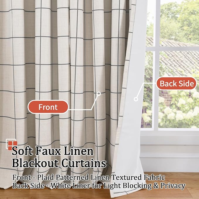 Lajode Plaid Curtains Pattern Printed 90 Inches Long - Image 3